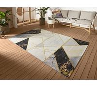 HANSE Home Noble Tapis d'intérieur et d'extérieur - Tissage Plat - Aspect marbre Skandi - Motif géométrique - Certifié Öko-Tex - Résistant aux intempéries et aux UV - pour Salon, Balcon, terrasse,