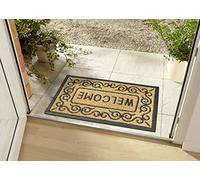 Hanse Home Paillasson en Coco et Caoutchouc - pour l'intérieur et l'extérieur - Naturel - Welcome - Résistant aux intempéries et antidérapant - pour Couloir, terrasse, entrée - 45 x 75 cm