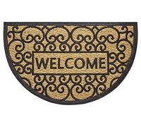 Hanse Home Paillasson en Coco pour l'intérieur et l'extérieur - 45 x 75 cm - Semi-Circulaire - en Caoutchouc - Welcome - Résistant aux intempéries - Antidérapant - pour entrée et extérieur - Naturel