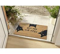 Hanse Home Paillasson en Coco pour l'intérieur - Naturel - Motif Chat - Résistant aux intempéries et antidérapant - pour Couloir, terrasse, entrée - 45 x 75 cm