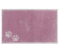 Hanse Home Pets Tapis de gamelle pour Chien imperméable Facile d'entretien antidérapant Motif Pattes pour l'intérieur et l'extérieur pour Chien Crème Rose 50 x 80 cm