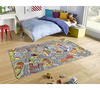 HANSE Home Play Tapis de jeu Smart City - Tapis pour enfants antidérapant garçons et filles - À poils courts - Tapis de jeu de rue - Motif de rue - Pour chambre à coucher, chambre d'enfant, salle de jeux - 90 x 200 cm