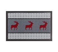 HANSE Home Printy Paillasson pour intérieur et extérieur, 40 x 60 cm, Motif cerf, Lavable et résistant aux intempéries, antidérapant, pour entrée et extérieur, Bleu