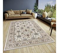 HANSE Home Saraceni Tapis Oriental Classique tissé serré avec Ornements et Motifs Floraux à Poils Courts Doux pour Chambre à Coucher, Salle à Manger, Salon, Couloir - Crème - 140 x 200 cm