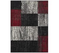 HANSE Home Tapis Design à Poils Courts - Bloc à Carreaux chiné - Motif géométrique - pour Chambre à Coucher, salon, Chambre d'enfant, Bureau - Noir/Rouge, 160 x 220 cm