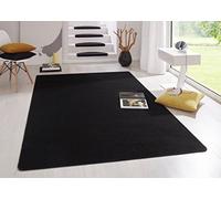 Hanse Home Tapis d'intérieur Fancy - Tapis de Salon, uni, Moderne, en Velours, pour Salle à Manger, Salon, Chambre d'enfant, Couloir, Chambre à Coucher, Cuisine - Noir, 133 x 195 cm