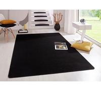 Hanse Home Tapis d'intérieur Fancy - Tapis de Salon uni Moderne en Velours pour Salle à Manger, Salon, Chambre d'enfant, Couloir, Chambre à Coucher, Cuisine - Noir, 80 x 150 cm