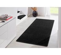 HANSE Home Tapis d'intérieur Fancy - Tapis de Salon uni Moderne en Velours pour Salle à Manger, Salon, Chambre d'enfant, Couloir, Chambre à Coucher, Cuisine - Noir, 80 x 200 cm