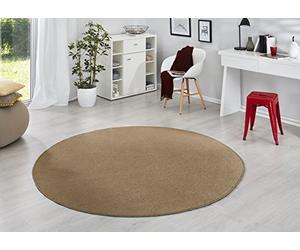 HANSE Home Tapis Fancy Rond - Tapis de Salon uni Moderne en Velours - pour Salle à Manger, Salon, Chambre d'enfant, Couloir, Chambre à Coucher, Cuisine - Marron - Diamètre 133 cm