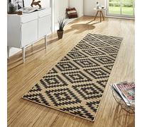 Hanse Home Tapis Nordique - 80 x 250 cm - Doux - À Poils Courts - Moderne - Design Losanges - pour Couloir, Chambre à Coucher, Chambre d'enfant, Salle de Bain, Salon, Cuisine - Marron