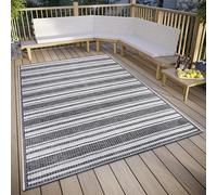Hanse Home Temu Tapis d'intérieur et d'extérieur résistant aux intempéries, Motif à Rayures Moderne, imperméable, Tapis extérieur Robuste, pour Jardin, Balcon, terrasse, Salon, Gris/Beige, 115 x 170