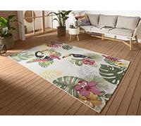 Hanse Home Tropical Dream Tapis d'intérieur et d'extérieur - Tissage plat - Tropical Jungle - Palmier floral - Certifié Oeko-Tex - Résistant aux intempéries et aux UV - Pour balcon, terrasse, jardin -