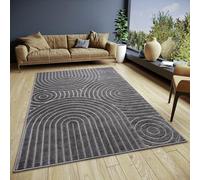 Hanse Home Wave Design Tapis de Salon - Tissage Plat Moderne - Style bohème scandinave - Effet 3D - Géométrique - Tapis de Salon pour Salle à Manger, Chambre d'enfant, Couloir - Gris - 67 x 120 cm
