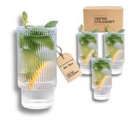 Hanse Stilwerft Amsterdam Lot de 4 verres longs, pour boissons chaudes et froides, 330 ml, verres à latte macchiato, à cappuccino, à café, à cafetière, verre à long drink (4 x 330 ml)
