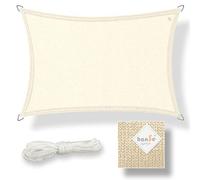 hanSe® Voile d'ombrage de marque - Protection contre les intempéries - Tissu PEHD - Protection UV - Rectangulaire - 2 x 4 m - Crème