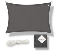 hanSe® Voile d'ombrage de marque - Protection contre les intempéries - Tissu PEHD - Protection UV - Rectangulaire - 2 x 3 m - Graphite