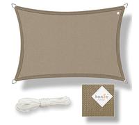 hanSe® Voile d'ombrage de marque - Protection contre les intempéries - Tissu PEHD - Protection UV - Rectangulaire - 2 x 3 m - Taupe