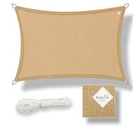 hanSe® Voile d'ombrage de marque - Protection contre les intempéries - Tissu PEHD - Protection UV - Rectangulaire - 3 x 4 m - Sable