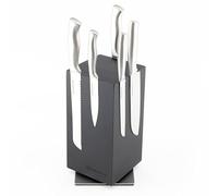 Hanseküche Bloc à couteaux magnétique en bois d'acacia - Porte-couteaux double face sans couteau avec aimant en bois des deux côtés (rotatif, noir)