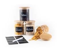 Hanseküche Boîtes à provisions en verre avec couvercle - 4 x 750ml - Set de bocaux à provisions étanche à l'air, bocaux de conservation cuisine en bambou grand, bocal à provisions, récipient en verre