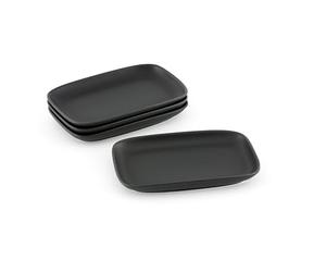 Hanseküche Lot de 4 Assiettes à Mezze Rectangulaires en Faïence Noir Mat 17 x 11,5 cm Passe au Lave-Vaisselle