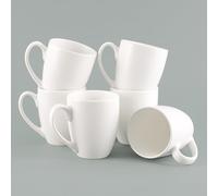 Hanseküche Lot de 6 tasses à café de grande taille - En céramique massive de qualité supérieure - Grandes anses - Blanc