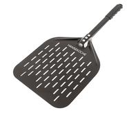 Hanseküche Pelle à pizza perforée - En aluminium anodisé dur - Rectangulaire - Avec poignée en silicone allongée - 30 x 36 cm - 67 cm - Aluminium anodisé