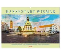 Hansestadt Wismar - UNESCO-Welterbestadt in feinen Aquarellfarben (Wandkalender 2026 DIN A2 quer), CALVENDO Monatskalender: Zwölf Blickpunkte auf die Architektur der UNESCO-Welterbestadt Wismar