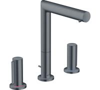 Hansgohe AXOR Uno, robinetterie de lavabo 3 trous 200 avec poignée zéro et vidage à tirette, saillie 183mm, 45133340, Couleur: Chrome noir brossé