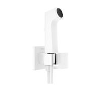 hansgrohe 29231700 Douchette bidette 1jet E EcoSmart avec Robinet d'arrêt, Support et Flexible de Douche 125cm, Raccord G1/2 Ensemble, Blanc Mat, eckig