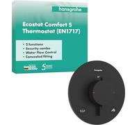 hansgrohe 33718670 Ecostat Comfort S Thermostat Unterputz für integrierter nach EN1717, Noir Mat, 2 Verbraucher mit Sicherungskombination
