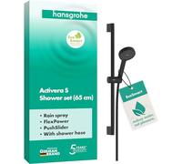 hansgrohe Activera S 28041670 Ensemble de douche à économie d'eau avec pommeau de douche EcoSmart, flexible de douche 1,60 m et barre de douche 0,65 m Noir mat