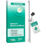 hansgrohe Activera S 28042000 Kit de douche à économie d'eau avec pommeau de douche EcoSmart 1 type de jet 1,60 m et barre de douche 0,90 m Chromé