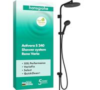 hansgrohe Activera S 28074670 Système de douche à économie d'eau (EcoSmart) sans robinet, douche à effet pluie, 240 mm, avec inverseur, douchette (2 types de jet), tuyau, barre de douche et pommeau de