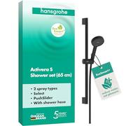 hansgrohe Activera Select S 28045670 Ensemble de douche avec pommeau de douche à économie d'eau EcoSmart+ 2 types de jet, flexible de douche 1,60 m et barre de douche 0,65 m Noir mat