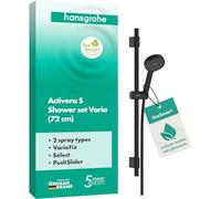 hansgrohe Activera Select S 28048670 Ensemble de douche avec pommeau de douche à économie d'eau (EcoSmart, 2 types de jets, flexible de douche 1,60 m) et barre de douche 72 cm à espacement variable