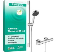 hansgrohe Activera Select S 28876000 Set de douche avec thermostat, pommeau de douche à économie d'eau (EcoSmart), barre de douche 65 cm, flexible de douche 1,60 m et support de pommeau de douche