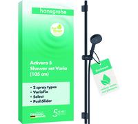 hansgrohe Activera Select S kit de douche 95, 2 jets, EcoSmart avec barre de douche Varia 105cm, 28050670, Couleur: noir mat