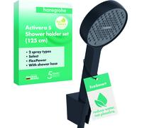 hansgrohe Activera Select S Set de support de douche 95, 2 types de jets, EcoSmart, avec flexibles de douche 125cm, 28052670, Couleur: noir mat