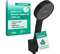 Hansgrohe Activera Select S Set de support de douche 95 28054670 2jets, Ø 95 mm, flexible de douche 1600 mm, noir mat