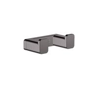hansgrohe AddStoris - Crochet porte-serviettes double, Porte-serviettes, Crochet pour peignoir, fixation cachée, Accessoires de salle de bains, Noir chromé brossé, 41755340