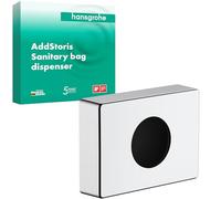 hansgrohe AddStoris - Distributeur de sachets hygiéniques, Boîte de sachets hygiéniques pour montage mural, fixation cachée, Accessoires de salle de bains, Chromé, 41773000