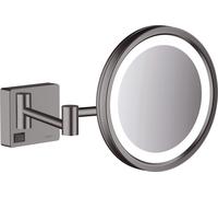Miroir de rasage Hansgrohe AddStoris 41790340, grossissement x3, avec éclairage LED, fixation murale, finition chrome noir brossé