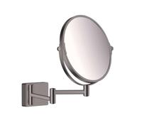 hansgrohe AddStoris - Miroir cosmétique montage mural, Miroir de maquillage, Miroir de rasage avec grossissement 3x, Accessoires de salle de bain, fixation encastrée, Noir chromé brossé, 41791340