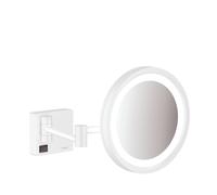 hansgrohe AddStoris - Miroir cosmétique avec éclairage LED, Miroir de maquillage lumineux, Miroir grossissant x3, Blanc mat, 41790700