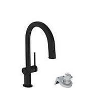 Hansgrohe Robinet de cuisine Aqittura M91 (76803670), bec extractible, 1 jet, noir mat