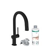 hansgrohe Aqittura M91 robinet de cuisine 76801670 avec bec extractible, 1jet, kit de démarrage, noir mat