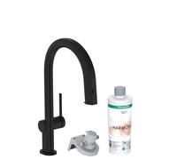 Hansgrohe Robinet de cuisine Aqittura M91 – bec extractible, 1 jet, noir mat
