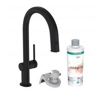 hansgrohe Aqittura M91 robinet de cuisine 76800670 avec bec extractible, 1jet, sBox, kit de démarrage, noir mat
