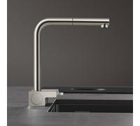 hansgrohe Aquno Select M81 Mitigeur monocommandé pour cuisine 250, bec extractible, 2jet, 6.9 l/min, 73836800, Couleur: Finition en acier inoxydable